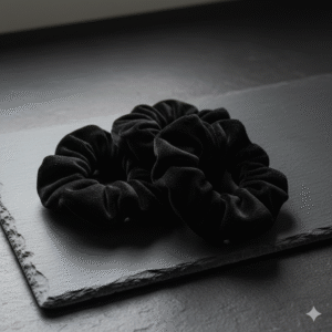 Pure Silk Scrunchies for Women - Carbon Black (Pack Of 3)