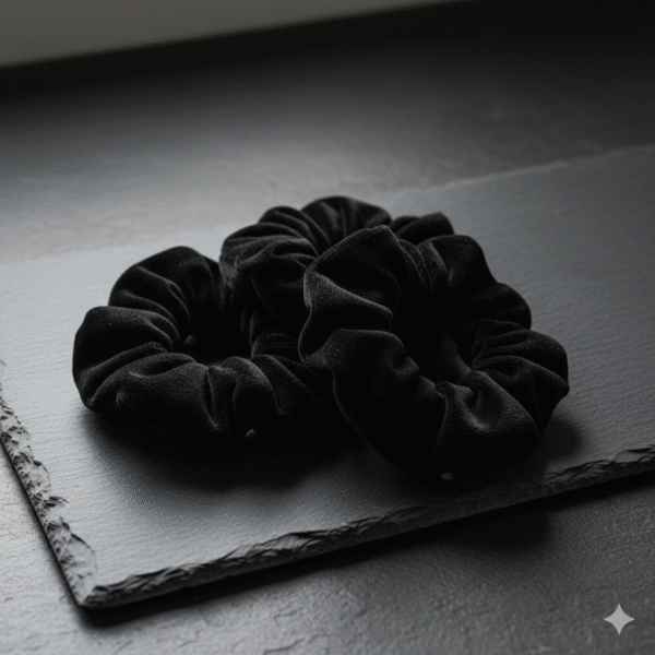 Pure Silk Scrunchies for Women - Carbon Black (Pack Of 3)