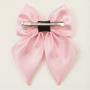 pink satin hair bow