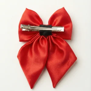 red satin hair bow