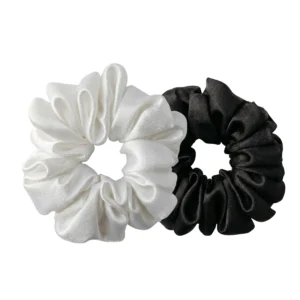 white and black scrunchies set of 2