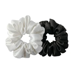 white and black scrunchies set of 2