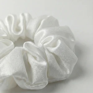 white medium size satin scrunchie white medium size satin scrunchie
