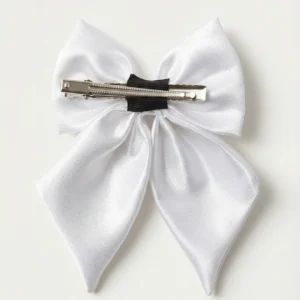 white satin hair bow