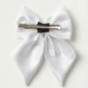 white satin hair bow
